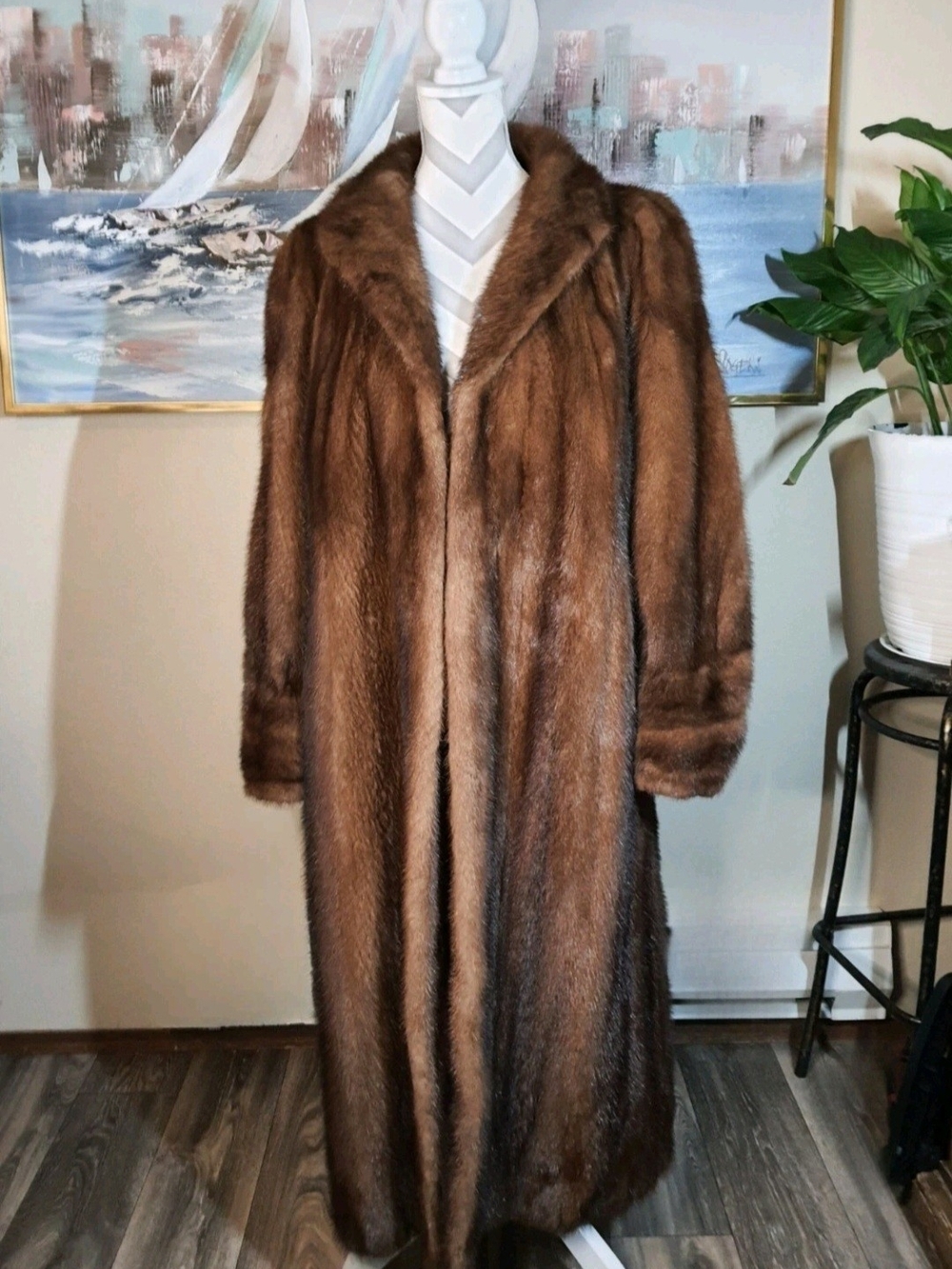Vintage Saga Furs Long Brown Mink Luxury Coat